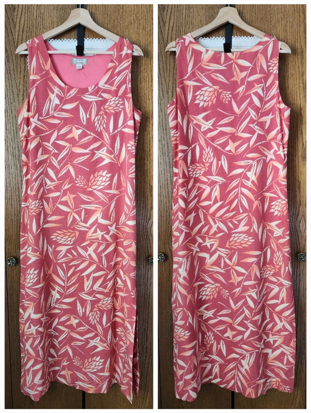 Vintage Tommy Bahama Tropical Leaf Silk Sleeveless Dress
